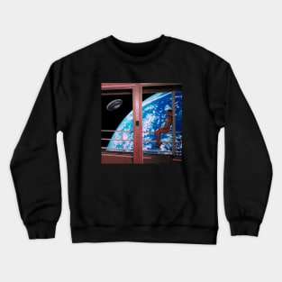 Stations - Space Aesthetic Collage, Retro Futurism Crewneck Sweatshirt